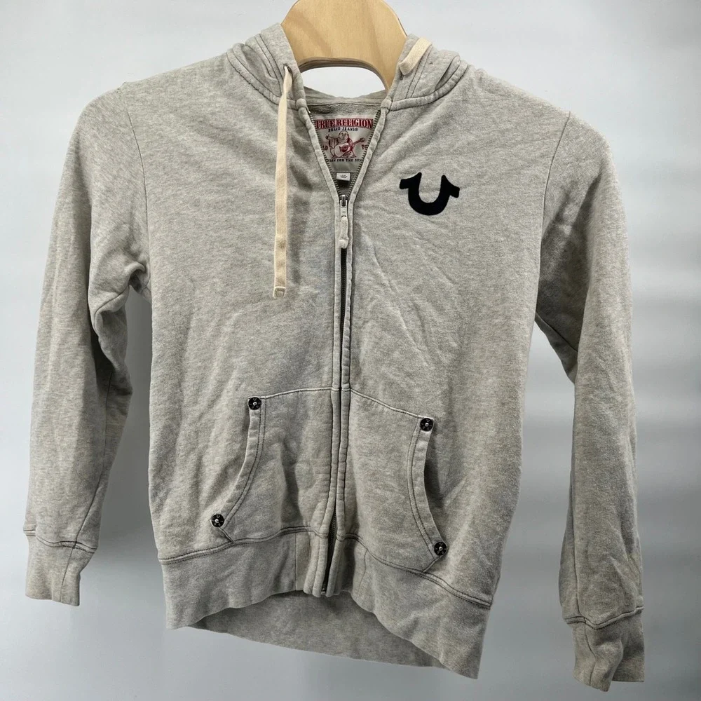 True‎ Religion Mens Heather Gray Buddha World Tour Full Zip Hoodie Sweatshirt S